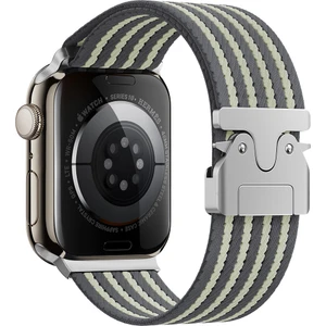 Apple Watch 10 46MM Naylon Kumaş Dokulu Hasır Örgülü Metal Tokalı Kordon