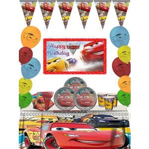 Şimşek Mcqueen Afişli 8 Kişilik Şimşek Mcqueen Cars Arabalar Doğum Günü Parti Malzemeleri Süsleri Seti