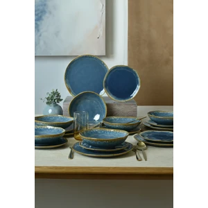 Shizen Mavi Organik Yemek Takımı 18 Parça 6 Kişilik Q39