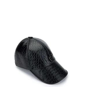 Tamer Tanca Erkek  Deri Siyah Kroko Beyzbol Şapka 524 1128 Spk Y25 Sıyah Kroko