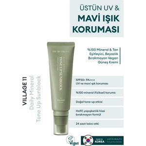 Village 11 Factory Daily Mineral Tone Up Sunblock Spf 50+ Pa++++ 50 ml Mineral & Ton Eşitleyici Vegan Güneş Koruyucu