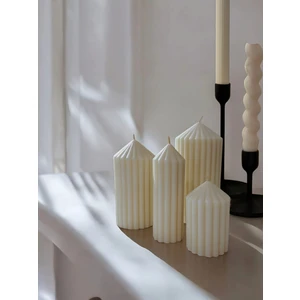 Aurelia Candle 4'lü Çizgili Silindir Mum Seti *Mum Kasesi Hediyeli*