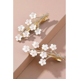 Mineli Çiçek Model Yan Saç Tokası 2 Adet