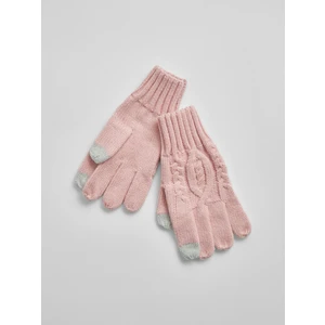 Kız Çocuk Pembe Cable Örgü Eldiven