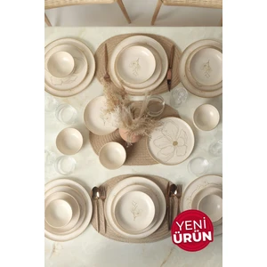 Taupe Bloom Nordıc Yemek Takımı 24 Parça 6 Kişilik 22519-20-28-29