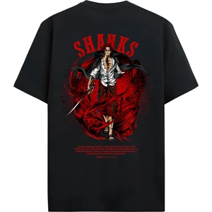 Alex Rosen Unisex Oversize Bisiklet Yaka Shanks Baskılı Kısa Kollu Siyah Tişört