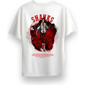 Alex Rosen  Oversize Bisiklet Yaka Shanks Baskılı Kısa Kollu Beyaz Tişört