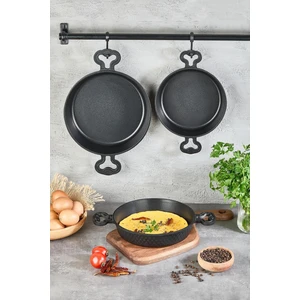 Decorev Lüks 3 Parça Döküm Tava Sahan Seti 18*20*22 cm Sinistra Yanmaz Yapışmaz Granit Sahan Seti