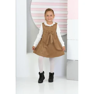 Kız Çocuk Süet Kumaş 2'li Elbise (Elbise+Bady BLUZ)12177