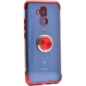  Mate 20 Lite Uyumlu Kılıf Kenarları Renkli Yüzüklü Standlı Gesse Godivje Silikon Kapak