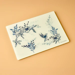 Bleu Blanc Cam Kesme Tahtası Mavi (35X25 Cm)
