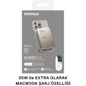 Q.MAG X2 35W 20000 mAh WIRELESS BATTERY PACK (TITANIUM) MACBOOK Şarj Özellikli