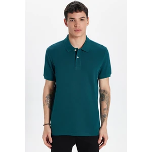 Erkek Slim Fit Dar Kesim %100 Pamuk Yeşil Polo Yaka Tişört