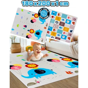 Circle Toys Arkadaşım Fil + Bilgili Kutular , Katlanabilir Çocuk Oyun Halısı - Ekstra Large - 180X200X1 cm - Taşıma Çantası Yanında
