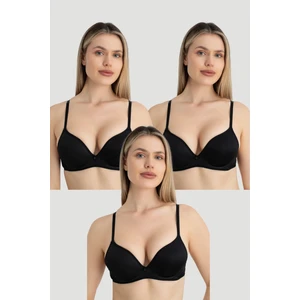 Arma Yıldız Kadın Dolgusuz Balenli 3 Adet Sütyen Siyah