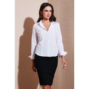 Pamuklu Slim Fit Klasik Yaka Gömlek Bayan Gömlek 6777423