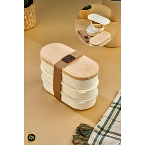 3'lü Elastik Bantlı Istiflenebilir Pratik Ahşap Kapaklı Saklama Kabı Seti.