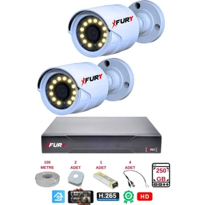 2 Li Gece Renkli Görüş Güvenlik Kamerası Full Hd-Su Geçirmez Güvenlik Kamerası Seti 250GB