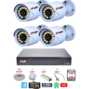 4 Lü Gece Renkli Görüş Güvenlik Kamerası Full Hd-Su Geçirmez Güvenlik Kamerası Seti 250GB