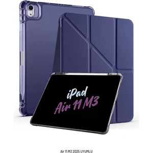 Apple iPad Air 11 Inç 2025 M3 Çip Uyumlu Kalem Bölmeli Standlı Tri Folding Fuchsia Tablet Kılıfı