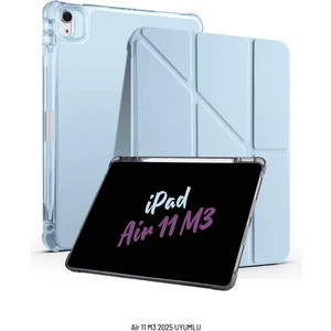 Apple iPad Air 11 Inç 2025 M3 Çip Uyumlu Kalem Bölmeli Standlı Tri Folding Fuchsia Tablet Kılıfı