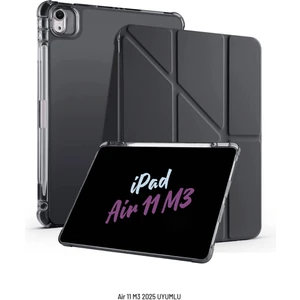 Apple iPad Air 11 Inç 2025 M3 Çip Uyumlu Kalem Bölmeli Standlı Tri Folding Fuchsia Tablet Kılıfı