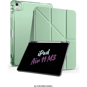 Apple iPad Air 11 Inç 2025 M3 Çip Uyumlu Kalem Bölmeli Standlı Tri Folding Fuchsia Tablet Kılıfı