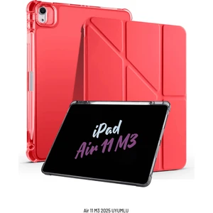 Apple iPad Air 11 Inç 2025 M3 Çip Uyumlu Kalem Bölmeli Standlı Tri Folding Fuchsia Tablet Kılıfı