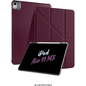 Apple iPad Air 11 Inç 2025 M3 Çip Uyumlu Kalem Bölmeli Standlı Tri Folding Fuchsia Tablet Kılıfı