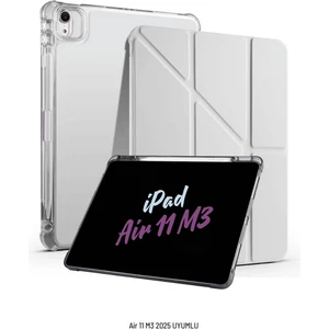 Apple iPad Air 11 Inç 2025 M3 Çip Uyumlu Kalem Bölmeli Standlı Tri Folding Fuchsia Tablet Kılıfı