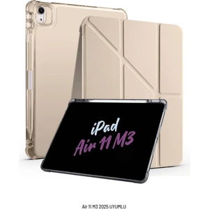 Apple iPad Air 11 Inç 2025 M3 Çip Uyumlu Kalem Bölmeli Standlı Tri Folding Fuchsia Tablet Kılıfı