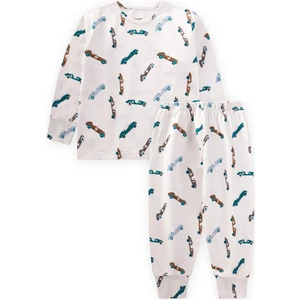 Desenli Mevsimlik Pijama Takım 1-7 Yaş Kırık Beyaz