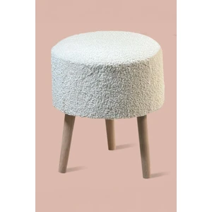 3 Ayaklı Mini Puf - Teddy Peluş Kumaşlı Mini Tabure