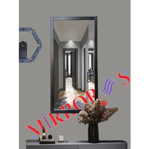 Ahşap Çerçeve Siyah Ayna Duvar Hol Boy Ayna 100 x 50  cm