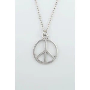 Peace Barış İşareti Gümüş Kaplama Düz Zincir Kolye