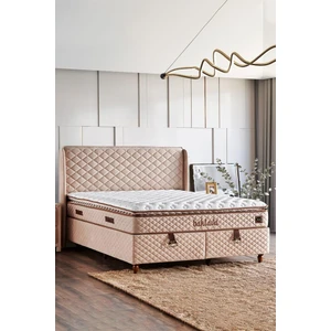 Niron Yatak Niron Baklava Yatak Seti - 100X200 cm Krem Tek Kişilik, Pedli Sert Yatak, Lüks Baza ve Başlık Takımı