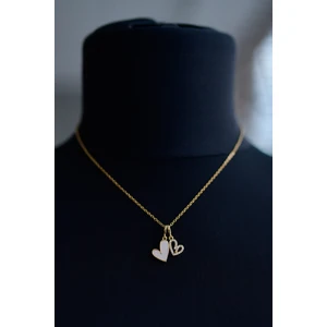 Caddebostan Moda Kalpli Zirkon Beyaz Taşlı Çelik Kolye Gold Renk Paslanmaz Kararmaz