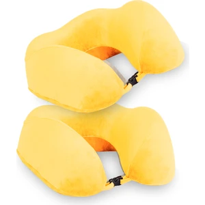 Moda Home Bedding 2 Adet Visco Ortopedik Seyahat Yastığı-Visco Yastık,Çıkarılabilir Kılıf, Lüks Seyahat Yastığı Sarı