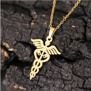 925 Ayar Gümüş "hermes Caduceus " Tıp Sembol Kolye