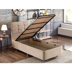 Niron Polo Baza ve Başlık Seti - 90x200 cm Tek Kişilik Sütlü Kahve Kumaş Baza ve Başlığı Soho Kumaş
