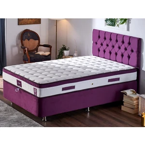 Niron Violet Yatak Seti 120x200 cm Tek Kişilik Yatak Baza Başlık Takımı - Orta Sert Yatak Mor Baza ve Başlığı