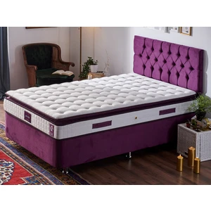 Niron Purple Yatak Seti 120x200 cm Tek Kişilik Yatak Baza Başlık Takımı - Orta Sert Yatak Mor Baza ve Başlığı