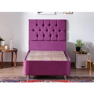 Niron Purple Baza ve Başlık Seti - 80x180 cm Tek Kişilik Sandıklı Mor Kumaş Baza ve Başlığı