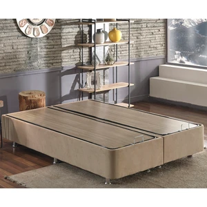 Niron Ela Baza -200X200 cm Çift Kişilik Sandıklı Sütlü Kahve Kumaş Baza Silinebilir Soho Kumaş