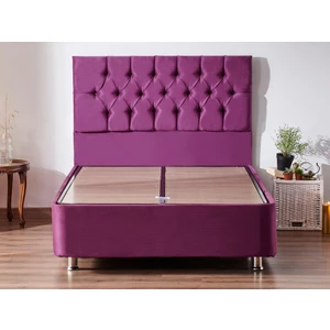 Niron Purple Baza ve Başlık Seti 120x200 cm Tek Kişilik Sandıklı Mor Kumaş Baza ve Başlığı