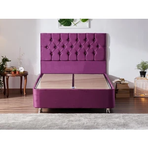 Niron Violet Baza ve Başlık Seti 120X200 cm Tek Kişilik Sandıklı Mor Kumaş Baza ve Başlığı