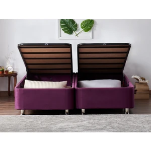 Niron Purple Baza 150X200 cm Çift Kişilik Sandıklı Mor Kumaş Baza Silinebilir Soho Kumaş