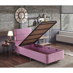 Pinky Baza ve Başlık - 100x200 cm Tek Kişilik Sandıklı Pembe Kumaş Baza ve Başlığı Silinebilir