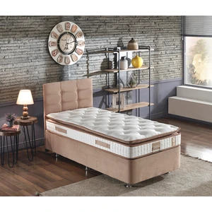Niron Queen 100x200 cm Tek Kişilik Pedli Yatak Seti - Sütlü Kahve Kumaş Baza, Başlık ve Yatak Takımı