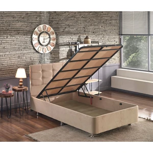 Niron Polo Baza ve Başlık Seti -120x200 cm Tek Kişilik Sütlü Kahve Kumaş Baza ve Başlığı Soho Kumaş
